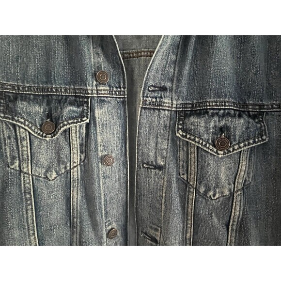 Lucky Brand Jacket Medium Blue Cotton Blend Button Up Denim Trucker Fit - Picture 4 of 10